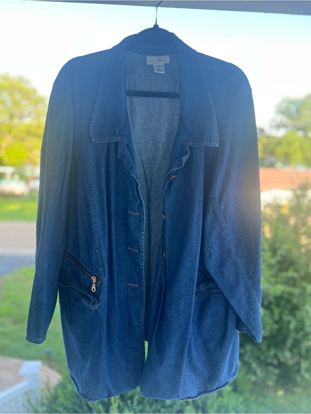 Hunter Blue Denim Blazer Jacket with Zip Pockets